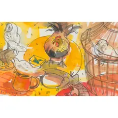 FLOOR ARRANGEMENT, YELLOW by Glen Scouller, watercolour, sold Feb 2022
