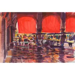 George Devlin, RIALTO MARKET, watercolour and pastel
