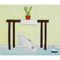 Sheila McInnes, THE WISE DOG, mixed media on panel