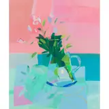 PALE ROSES by Claire Harrigan, acrylic and oil pastel on paper, sold Feb 2022