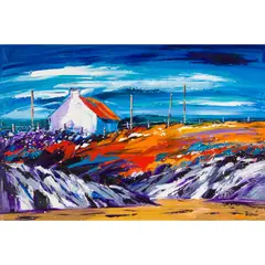 RED TILED ROOF by Lynn Rodgie, oil on canvas, sold Feb 2022