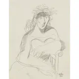 Jankel Adler, SEATED WOMAN, pencil on paper