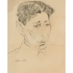 Jankel Adler, PORTRAIT [OPUS 92], Lithograph on buff paper