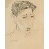 Jankel Adler, PORTRAIT [OPUS 92], Lithograph on buff paper