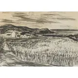 William MacTaggart, PORT LOGAN, charcoal and black ink on buff paper