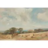 HAYSTACKS by James Lawton Wingate, oil on canvas, sold Feb 2022