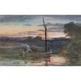 Samuel Bough, THE RIVERBOAT AT SUNSET