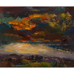 Mary Nicol Neill Armour, SUNSET OVER GARELOCH, oil on board