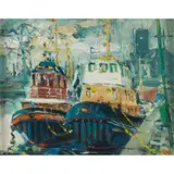James Watt, TWO TUGS, GREENOCK, oil on board