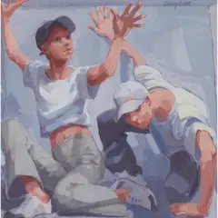 Catriona Campbell, TWO GIRLS IN A BOX, oil on board