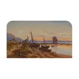 Waller Paton, LOCH RANZA CASTLE, ARRAN, watercolour, arched top