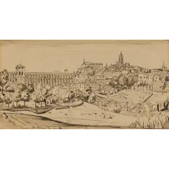 Ian Fleming, SEGOVIA, ink and wash on paper