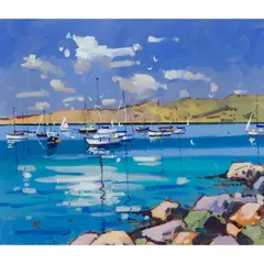 James Orr, BOATS, PORT CRINAN, oil on panel