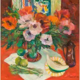 Patricia Sadler, STILL LIFE WITH ANEMONES, oil on canvas