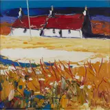 John Lowrie Morrison, RED-ROOFED CROFTS BY THE SHORE, ISLE OF HARRIS