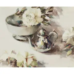Ethel Walker, PETUNIA AND SILVER, oil on board