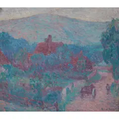 Robert Bevan, Wagon and Figure in a Landscape, early 1900s, oil on canvas