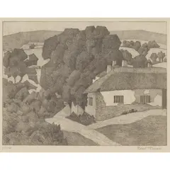 The Smithy, Luppitt, 1920 by Robert Bevan, lithograph on paper, sold Oct 2022