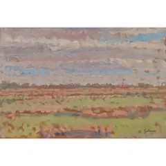 Harold Gilman, Romney Marsh, circa 1910, oil on board