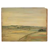 Teng-Hiok Chiu, Railroad Through Fields, 1926, oil on board