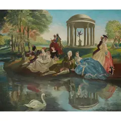 Fête Champetre by Anna Zinkeisen, oil on canvas, sold Oct 2022