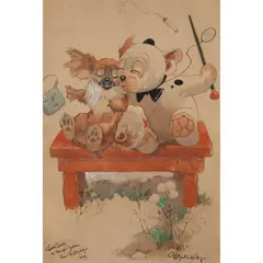 George E. Studdy, Love-Struck Bonzo, watercolour and body colour