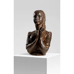 Chana Orloff, Jeune Fille A La Natte [Young Girl With a Braid], 1951, patinated bronze