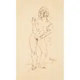 F. N. Souza, Standing Woman, 1962, pen and ink on paper