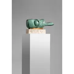 Pointing Figure, 1967 by Bernard Meadows, verdigris and polished bronze, sold Oct 2022