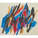 William Gear, Black/Blue (Abstract), 1966, gouache and oil pastel on paper