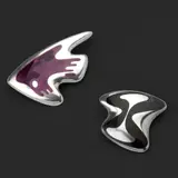 Henning Koppel, Two Brooches, silver and enamel