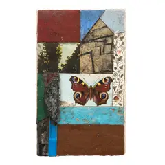 Butterfly by Bryan Ingham, mixed media and collage on board, sold Oct 2022