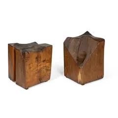 Alison Crowther, Two Blocked Seats, circa 1987-9, carved oak