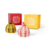 Pumpkins (Yellow/Black and Red/White), 2016 by Yayoi Kusama, the set of two cast resin multiples, each stamped with the artist's name on the underside, in original boxes, sold Oct 2022