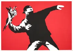 Banksy, Love Is In The Air, 2003, screenprint, printed and published by Pictures on Walls, London