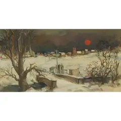 UNTITLED (WINTER LANDSCAPE) by William Crosbie, Oil on board, sold Apr 2022