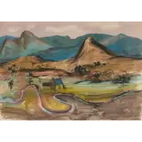 William Crosbie, LANDSCAPE, SADDLE BALMAHA, watercolour and ink