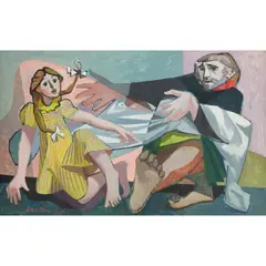 William Crosbie, FATHER AND DAUGHTER, oil on canvas