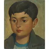 William Crosbie, PORTRAIT OF A YOUNG BOY, oil on board