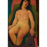 William Crosbie, NUDE ON GREEN CHAIR (MARY), 1950, oil on canvas