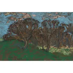 William MacTaggart, BEECH TREES, pastel on brown paper