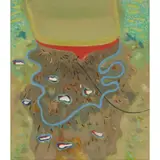 David Michie, FISHES UNDER THE BOAT, oil on board