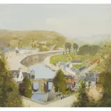 Matthew Adam, LOOKING UP RANCE RIVER, DINAN, FRANCE, watercolour