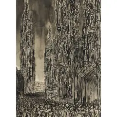 Brian Bradshaw, THE GOTHIC CATHEDRAL, ink and ink wash on paper