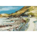 James Harrigan, THE BAY AT LOW TIDE, ink, pastel and watercolour on paper