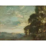 A WOODED LANDSCAPE AT SUNSET by James Lawton Wingate, oil on canvas, sold Apr 2022