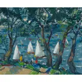 Alexander Milligan Galt, DINGHY RACE AT MCINROY'S POINT, GOUROCK, oil on board