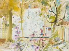 James Harrigan, THE WALLED GARDEN, SUMMER, ink, pastel and watercolour