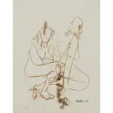 Jankel Adler, TWO WOMEN, 1944, ink on paper