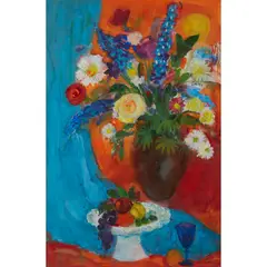 Ann Oram, GARDEN FLOWERS WITH FRUIT, 1999, gouache and watercolour